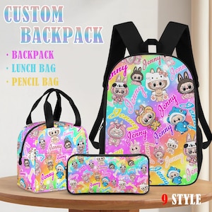 Personalized Children's Favorite Bag Set: Backpack,Pencil Case & Lunch Box,Custom Cute School Backpack for Girls,Back to Scool,Name Engraved