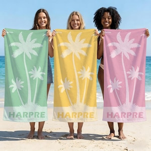Custom Name Palm Tree Beach Towel, Personalized Palm Tree Themed Beach Towel, Custom Quick Dry Beach Towel, Personalized Gift For Her