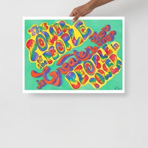 Il potere del popolo è maggiore delle persone al potere - Citazione di Corey Booker - Download digitale - Opera d'arte originale ad acquerello