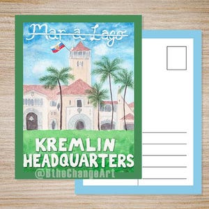Trump Mar-A-Lago : siège russe du Kremlin - carte postale de protestation - téléchargement numérique - oeuvre aquarelle originale
