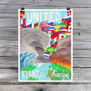 Manifesto di protesta contro il cambiamento climatico – Arte originale ad acquerello