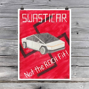 Manifesto di protesta Swasticar – Opera d'arte originale ad acquerello
