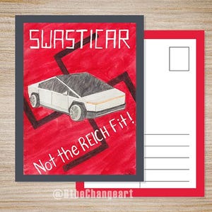 Carte postale de protestation Swasticar - téléchargement numérique - oeuvre d'art aquarelle originale