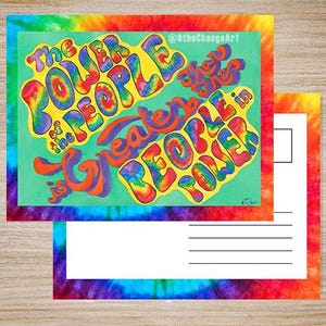 Il potere del popolo è maggiore di chi detiene il potere - Cartolina di protesta con citazione di Corey Booker - Download digitale - Acquerello originale