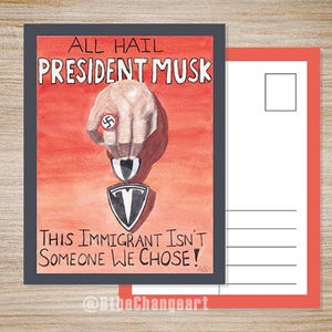 Cartão postal de protesto do presidente Musk – Download digital - Arte original em aquarela