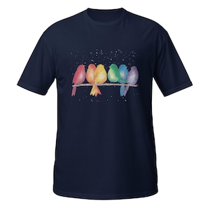 Rainbow Bird Pride - LGBTQ+ Pride Month - Short-Sleeve Unisex T-Shirt - Original Watercolor Design