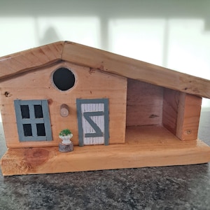 Handmade Wooden Birdhouse – Rustic Cottage Design, Outdoor Garden Decor, Hand-Painted Bird House