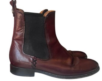 Vintage Frye Burgund Leder Schnürschuhe Damen Größe 6 Made in Mexico