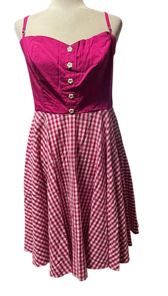 HELL BUNNY Pink Gingham Fit & Flare Dress (XL) - Etsy