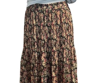 Vintage 90s Express Compagnie Internationale Floral Maxi Skirt – Button Front Cottagecore Boho XS