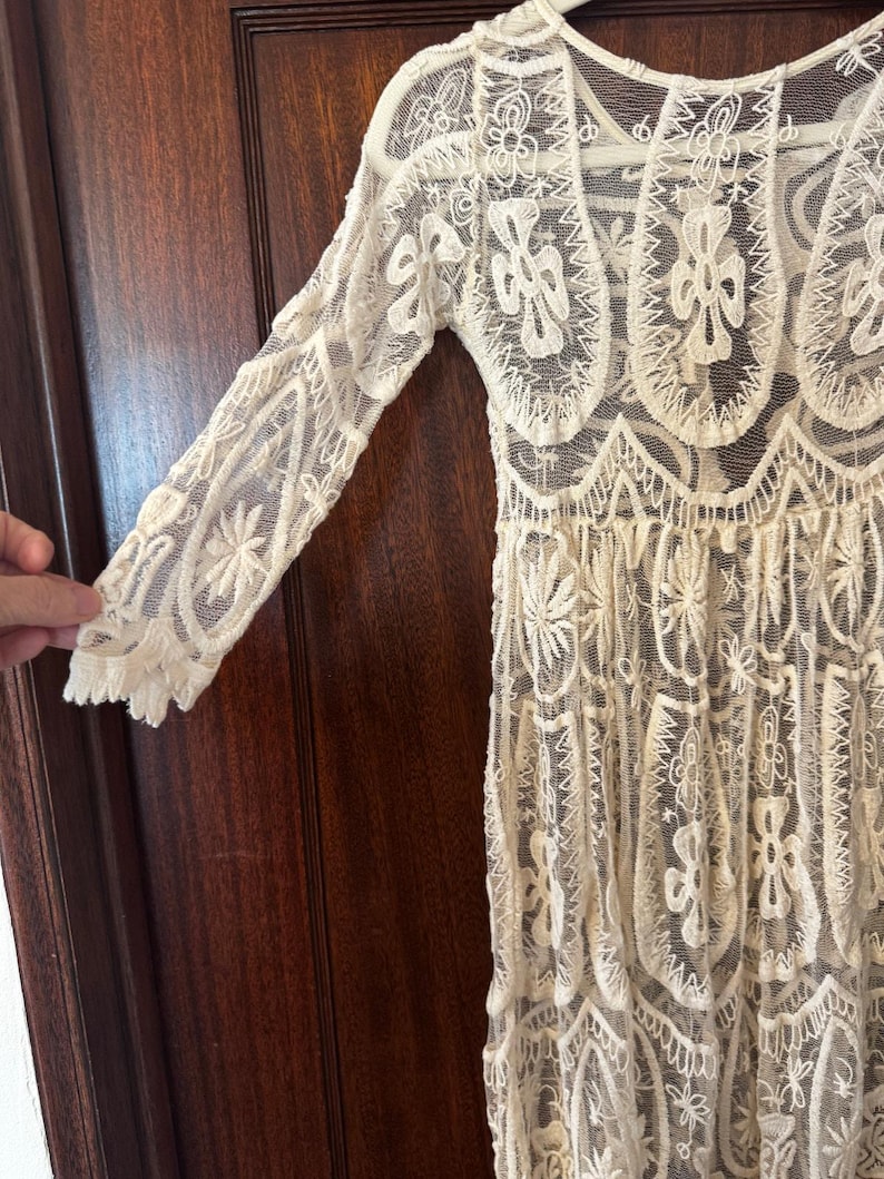 Jen’s Pirate Booty x Free People Ivory Lace Crochet Dress / Beach Cover-Up image 4
