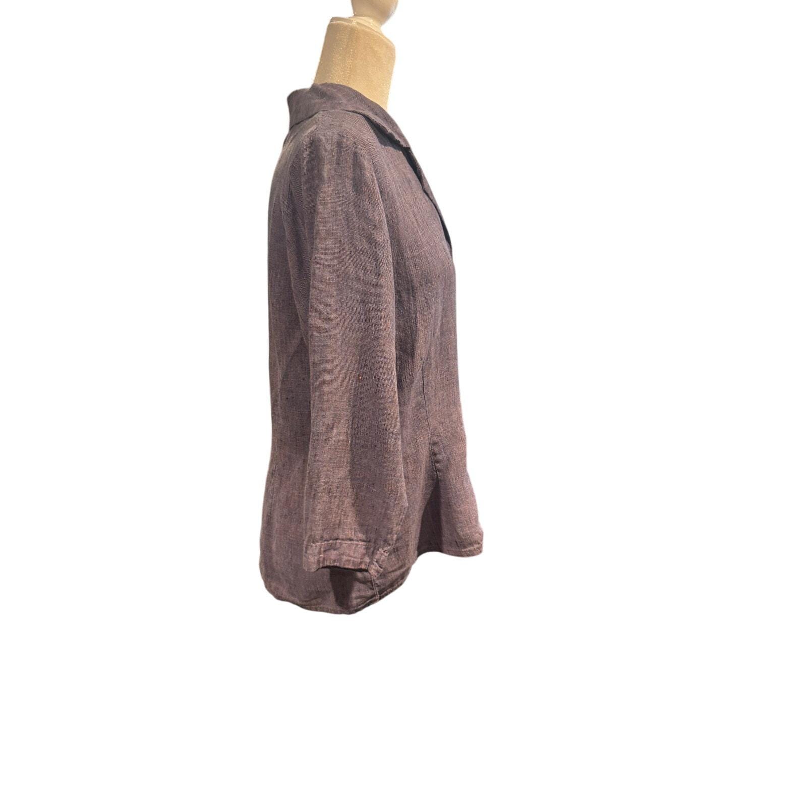 Vintage FLAX by Jeanne Engelhart 100% Linen Button Front Shirt
