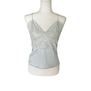VINTAGE BANANA REPUBLIC Babydoll Lace Trim Baby Blue Tank Top in Size Med.