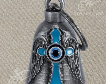 Celtic Cross Evil Eye With Wings Motorcycle Bell for Good Luck 3-D, Light Weight