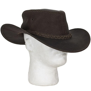 Genuine Brown Leather Gambler Hat