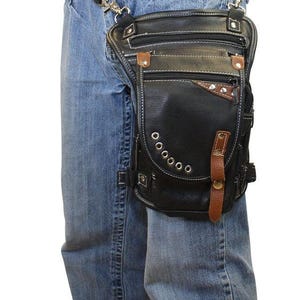 Naked Cowhide Leather Thigh Bag Black Brown Tactical Leg Bag Travel Bag holster bag Hip Bag Leather Bags Waist Bags