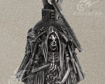 Skeleton Holding Fire Ball Motorcycle Bell