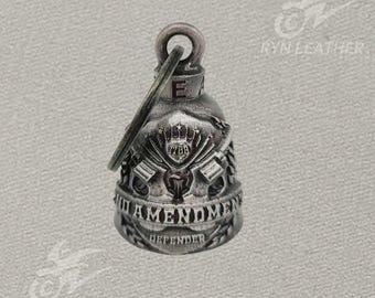 2nd Amendment Defender Motorcycle Bell, Magnesium Alloy Biker Charm (1.7" H)