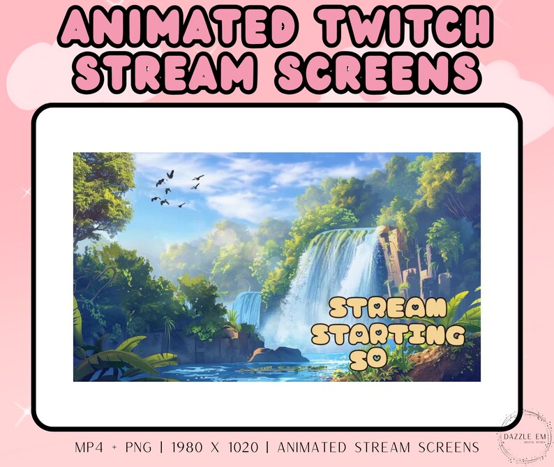 Stream Intro Screen Animated Twitch Stream Screens, Cartoon Waterfall, Starting Soon ...