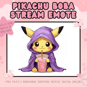 Emote en streaming - Pikachu Boba - Funny Stream Emote - Emote Twitch - Emote Discord - Pour les streamers - PNG - Téléchargement instantané