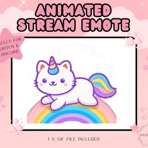 Animiertes Emote, Einhorn Katze Emote, Lustiger Stream Emote, Twitch Emote, Discord Emote, Für Streamer, Transparentes GIF, Instant Download