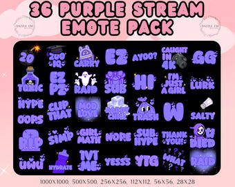 Purple Twitch Emotes, 35+ Trending Emote Pack, Discord, For Streamers, Digital Download