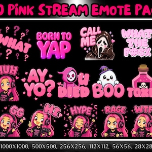 Paquete de 60 emoticonos rosas, megapack de emoticonos de Twitch para streamers, Discord, TikTok, YouTube, emoticonos groseros, divertidos, femeninos y de moda. imagen 3