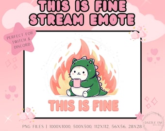 This Is Fine Emote – Funny Twitch Kick Discord Streamer Emote (PNG Digital Download)