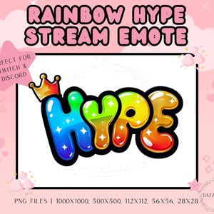 Rainbow Hype Stream Emote – Transparent PNG (Instant Download)