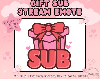 Pink Gift Sub Emote – Funny Twitch/Discord Stream Emote (PNG, Digital Download)