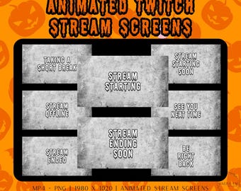 Geanimeerde streamschermen, Halloween-thema, binnenkort van start, voor streamers, digitale download