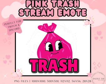 Pink Trash Stream Emote, Kawaii Twitch/Discord Emote (Digital Download)