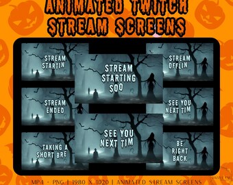Geanimeerde streamschermen, Halloween-thema, binnenkort van start, Twitch voor streamers, digitale download