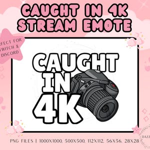 Streaming Emote, Caught In 4K, Funny Stream Emote, Twitch Emote, Discord Emote, For Streamers, Transparent PNG, Instant Download