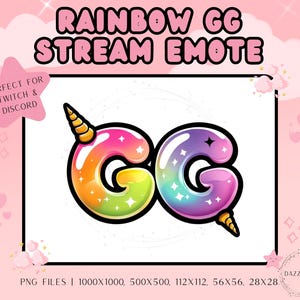 Rainbow GG Stream Emote – Funny Twitch/Discord Emote (Digital Download)
