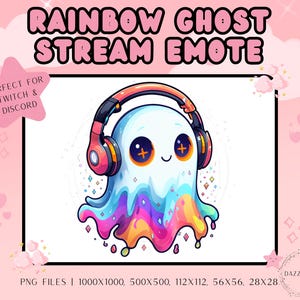 Streaming Emote, Rainbow Ghost Emote, Funny Stream Emote, Twitch Emote, Discord Emote, For Streamers, Transparent PNG, Instant Download