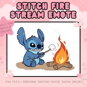 Streaming Emote - Stitch Fire - Funny Stream Emote - Twitch Emote - Discord Emote - For Streamers - Transparent PNG - Instant Download