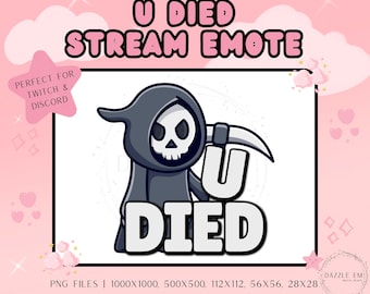You Died Stream Emote – Funny Twitch/Discord Emote (PNG, Digital Download)