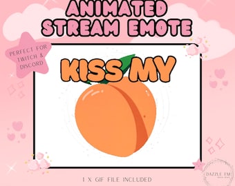 Kiss My Peach Animated Stream Emote, Funny GIF (Digital Download)