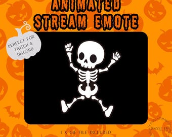 Emote animado de esqueleto de Halloween, Twitch, Discord (GIF transparente)