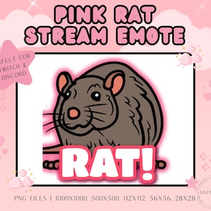 Emote en streaming - emote rat rose - emote flux drôle - emote Twitch - emote Discord - pour les streamers - PNG - téléchargement immédiat