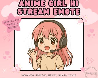 Anime Girl Hey Stream Emote – Funny Discord Emote (PNG, Digital Download)