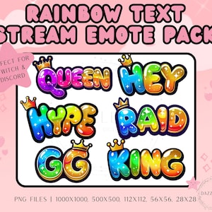 Streaming Emote Pack - Rainbow Text - Funny Stream Emote - Twitch Emote - Discord Emote - For Streamers - Transparent PNG - Instant Download