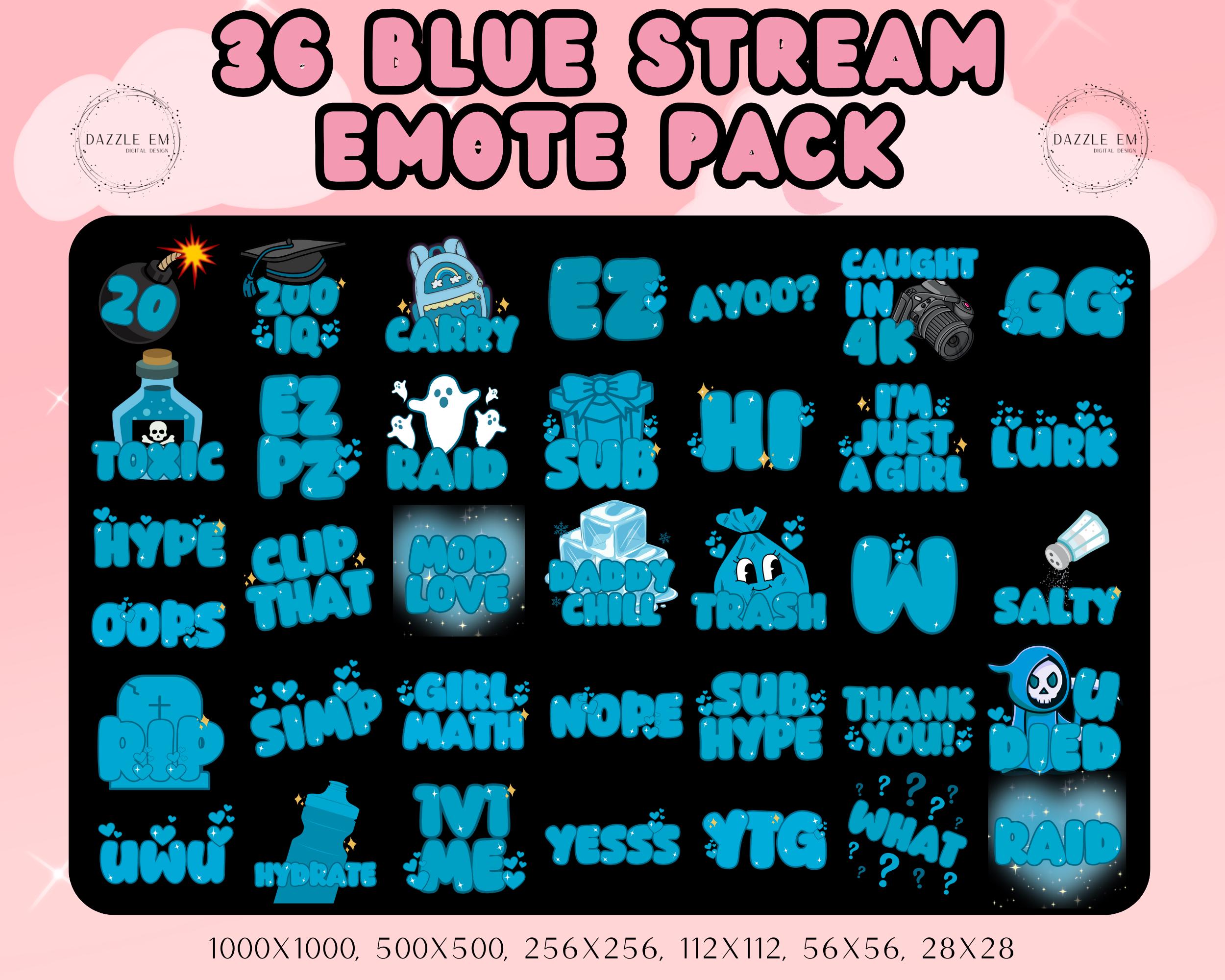 Blue Twitch Pack, 35+ Trending Emotes, Funny Emote, for the Girls ...