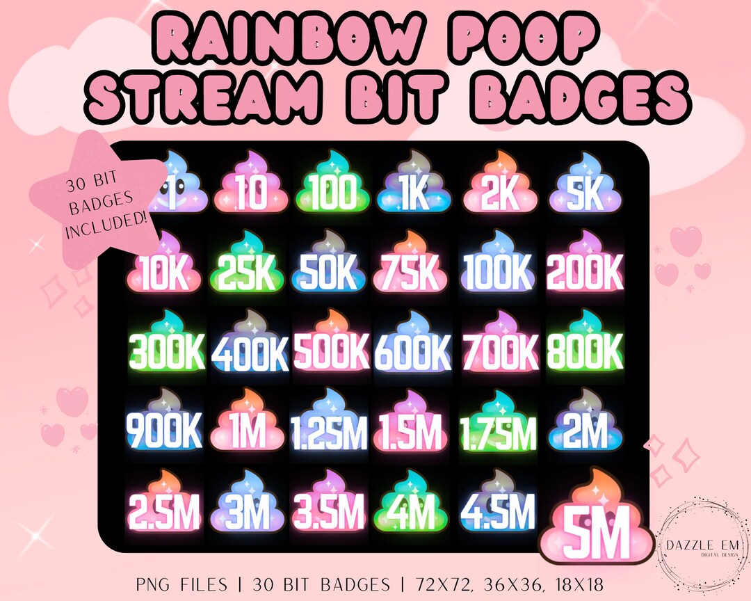 Rainbow Poop Badges, Trending Twitch Badge, for Streamers, Digital ...