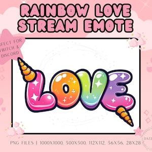 Streaming Emote - Rainbow Love - Funny Stream Emote - Twitch Emote - Discord Emote - For Streamers - Transparent PNG - Instant Download