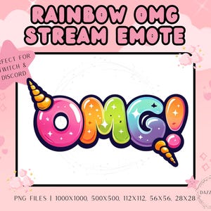 Rainbow OMG Stream Emote – Funny Twitch/Discord Emote (PNG Digital Download)