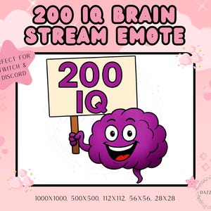 Livestreaming Emote - 200 IQ Gehirn - Livestream Emote - Discord Emote - Für Streamer - PNG - Instant Download - Transparent