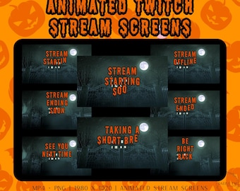 Geanimeerde Halloween-streamschermen, binnenkort beschikbaar, voor streamers, digitale download