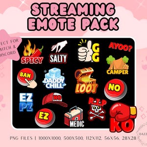 Streaming Emote Pack, 15 Stream Emotes, Funny Stream Emotes, Twitch Emotes, Discord Emotes, Kick Emote, For Streamers, PNG, Instant Download